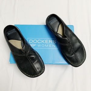 Dockers Black Leather Slip On Loafers